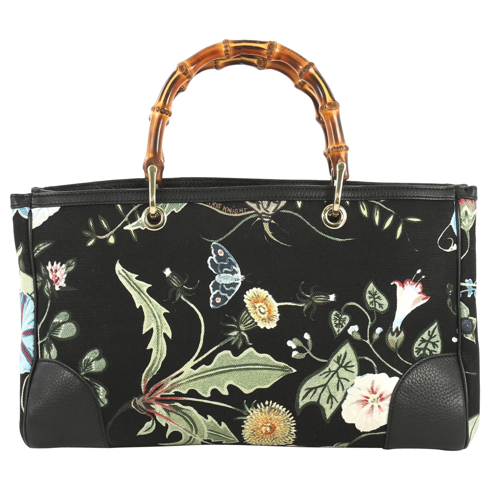 Gucci Bamboo Shopper Tote Flora Canvas Medium