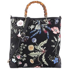 Gucci Bamboo Shopper Tote Flora Canvas Tall