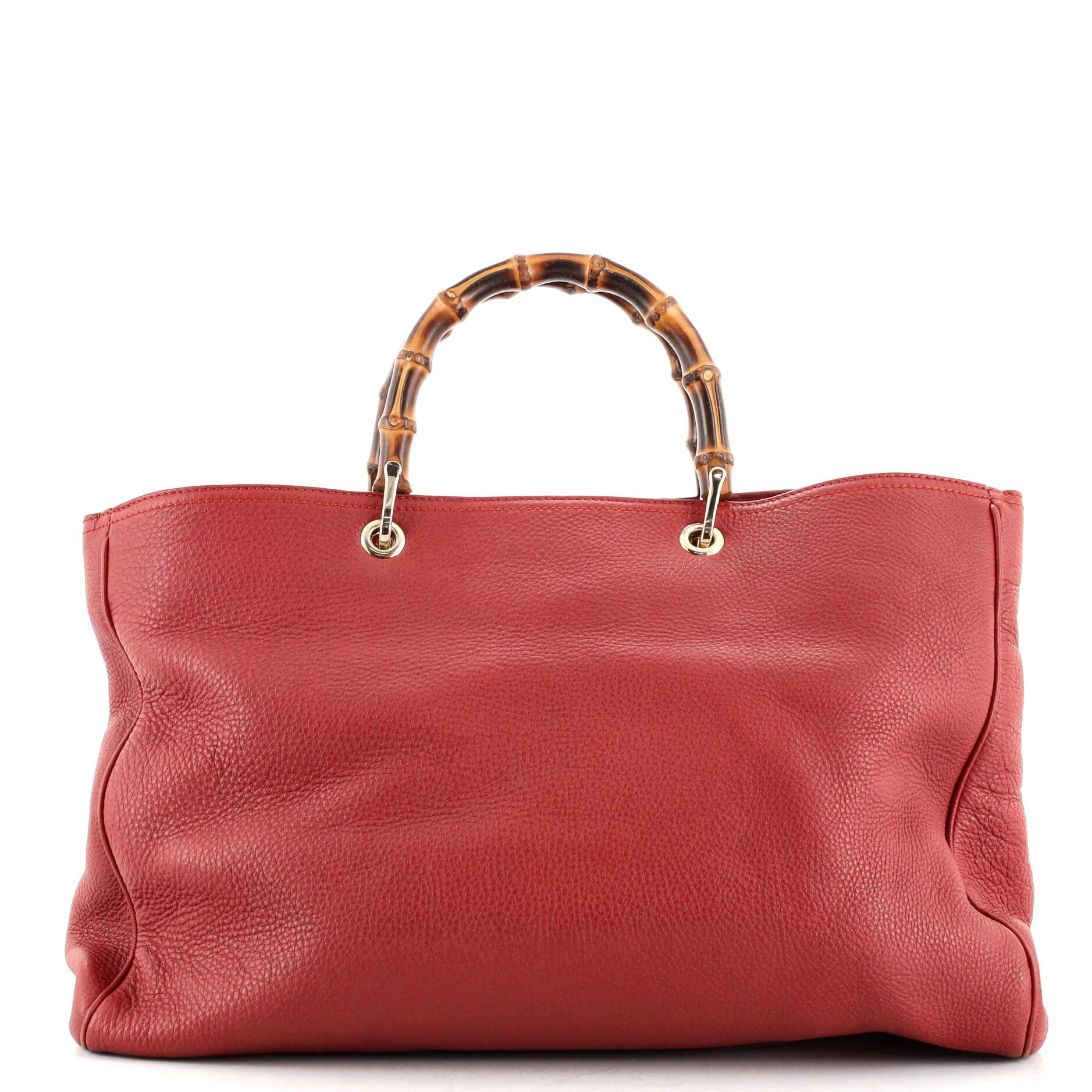Rosso Gucci Bamboo Shopper Tote in pelle grande