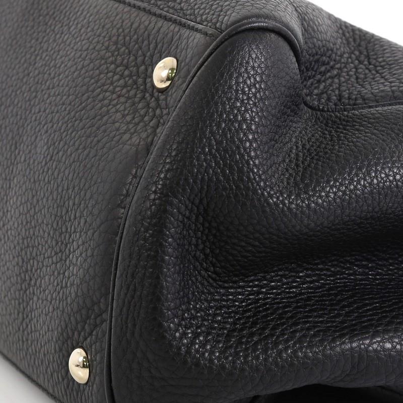 Black Gucci Bamboo Shopper Tote Leather Large