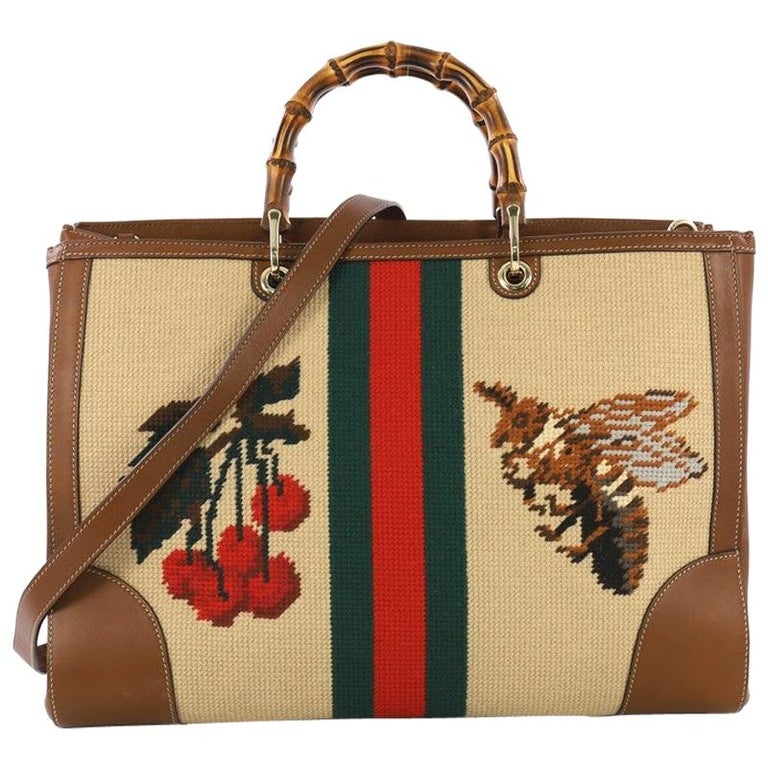 Gucci Bee Embroided GG Supreme Canvas Tote at 1stDibs