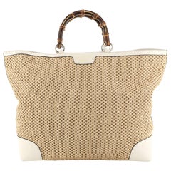 Gucci Bamboo Shopper Tote Woven Straw Large
