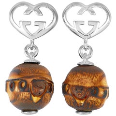 Gucci Bamboo Silver and Bamboo Wood Earrings