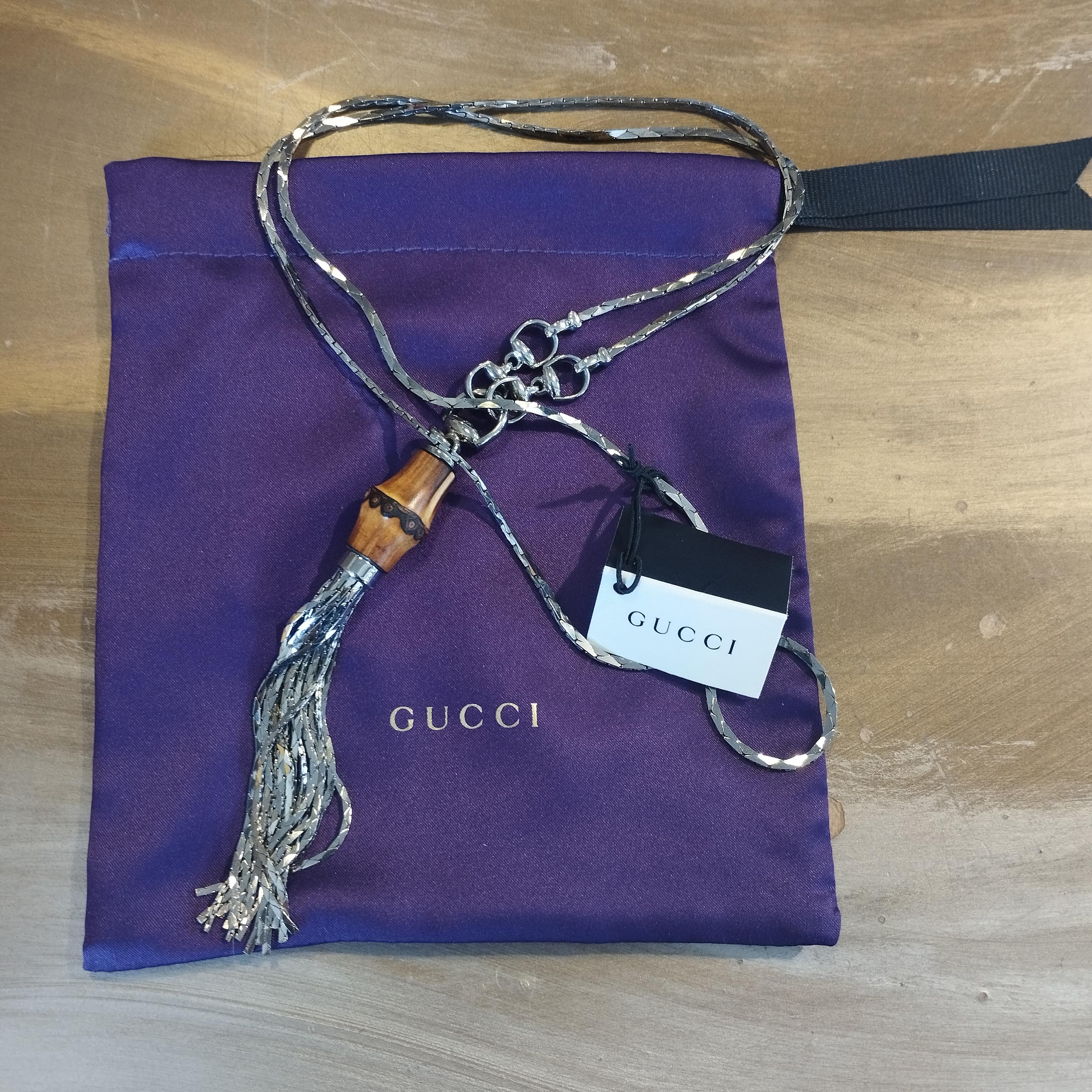 Gucci Bamboo Silber Halskette im Angebot 3