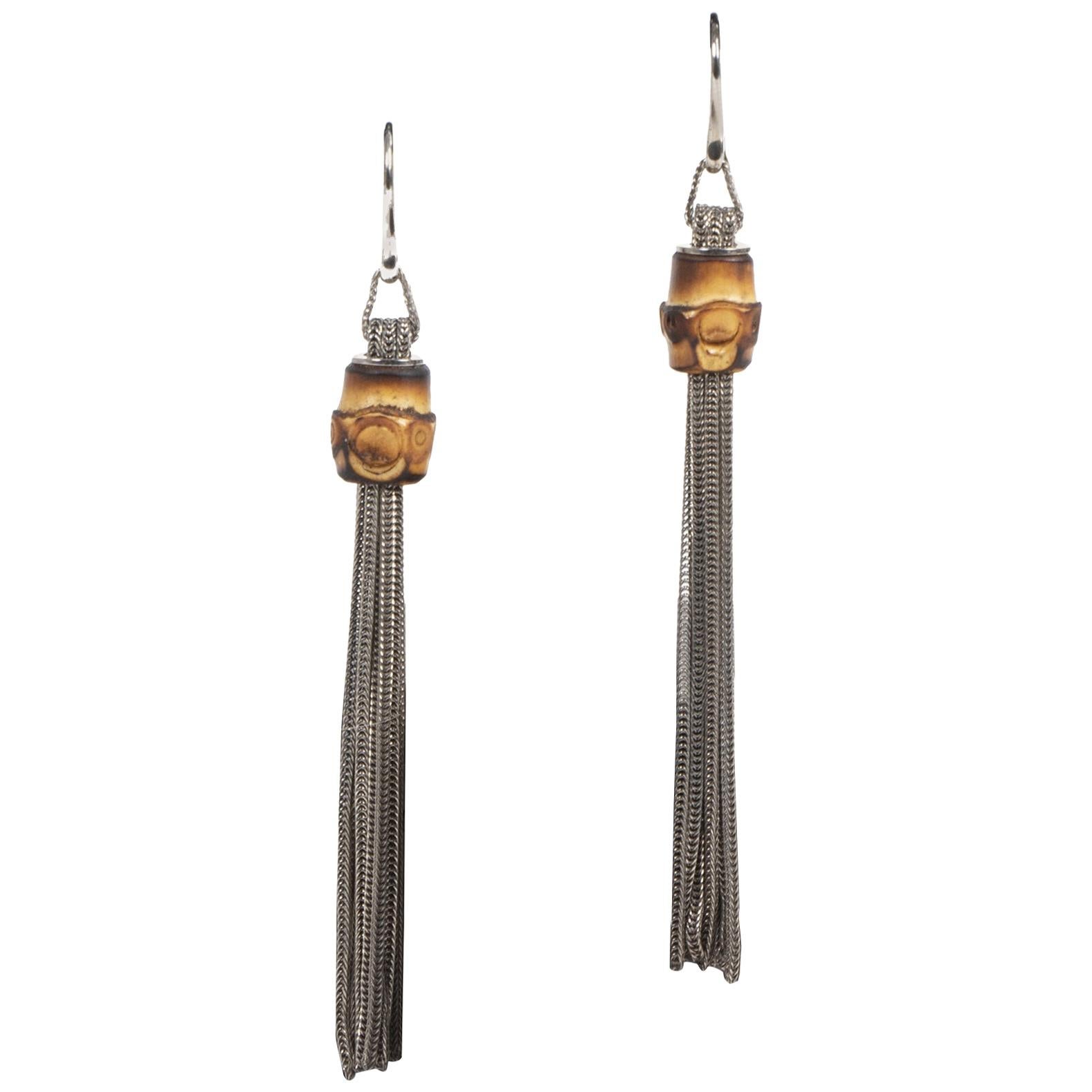 Gucci Bamboo Sterling Silver Dangle Earrings