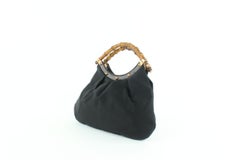 Gucci Bamboo Studded 17gz1016 Black Lizard Skin Leather Hobo Bag