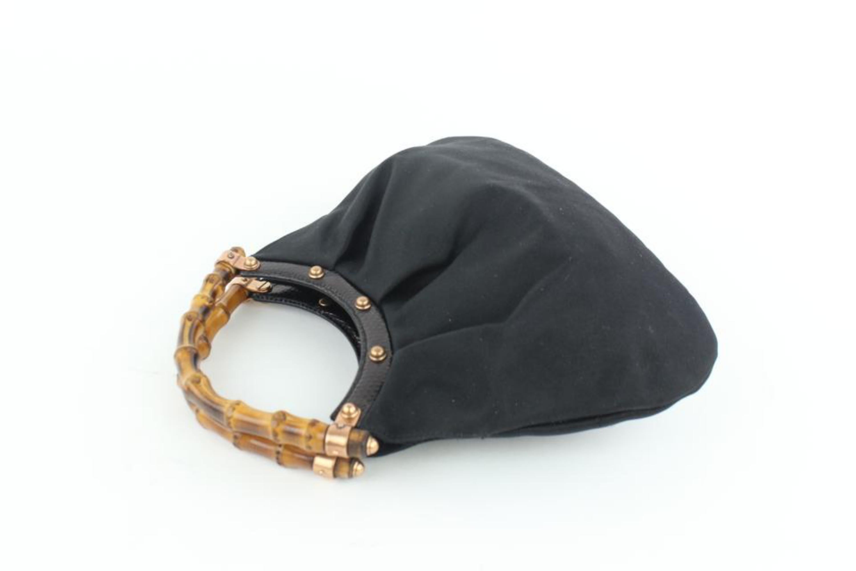 Gucci Bamboo Studded 17gz1016 Black Lizard Skin Leather Hobo Bag For Sale 1