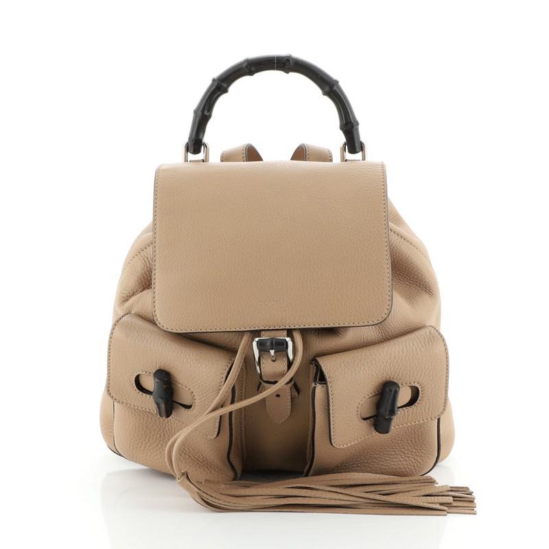 Brown Gucci Bamboo Tassel Backpack Leather Medium