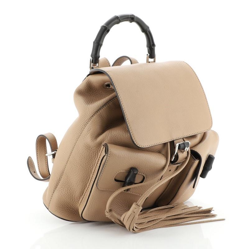 Gucci Bamboo Tassel Backpack Leather Medium In Good Condition In NY, NY