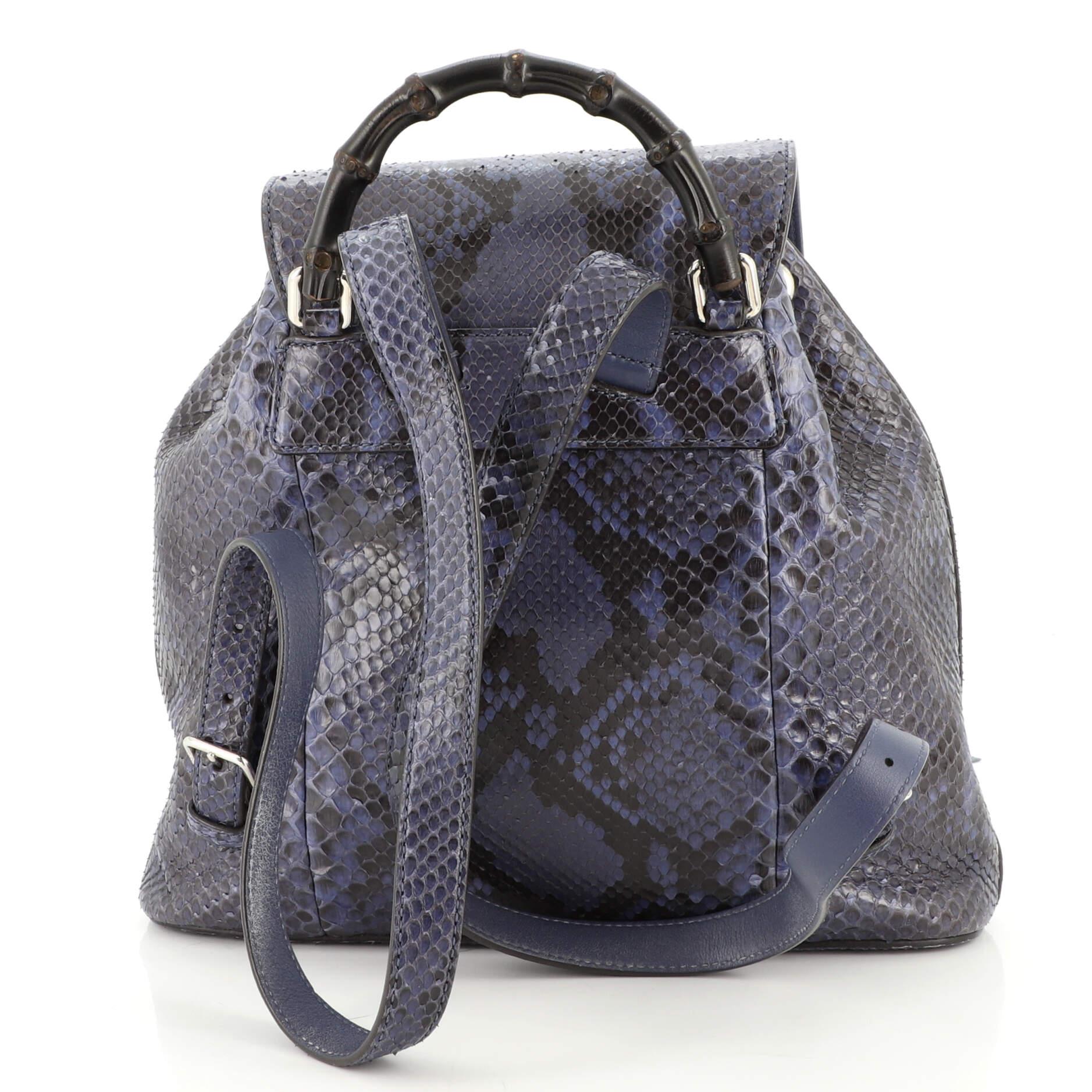 Gray Gucci Bamboo Tassel Backpack Python Medium