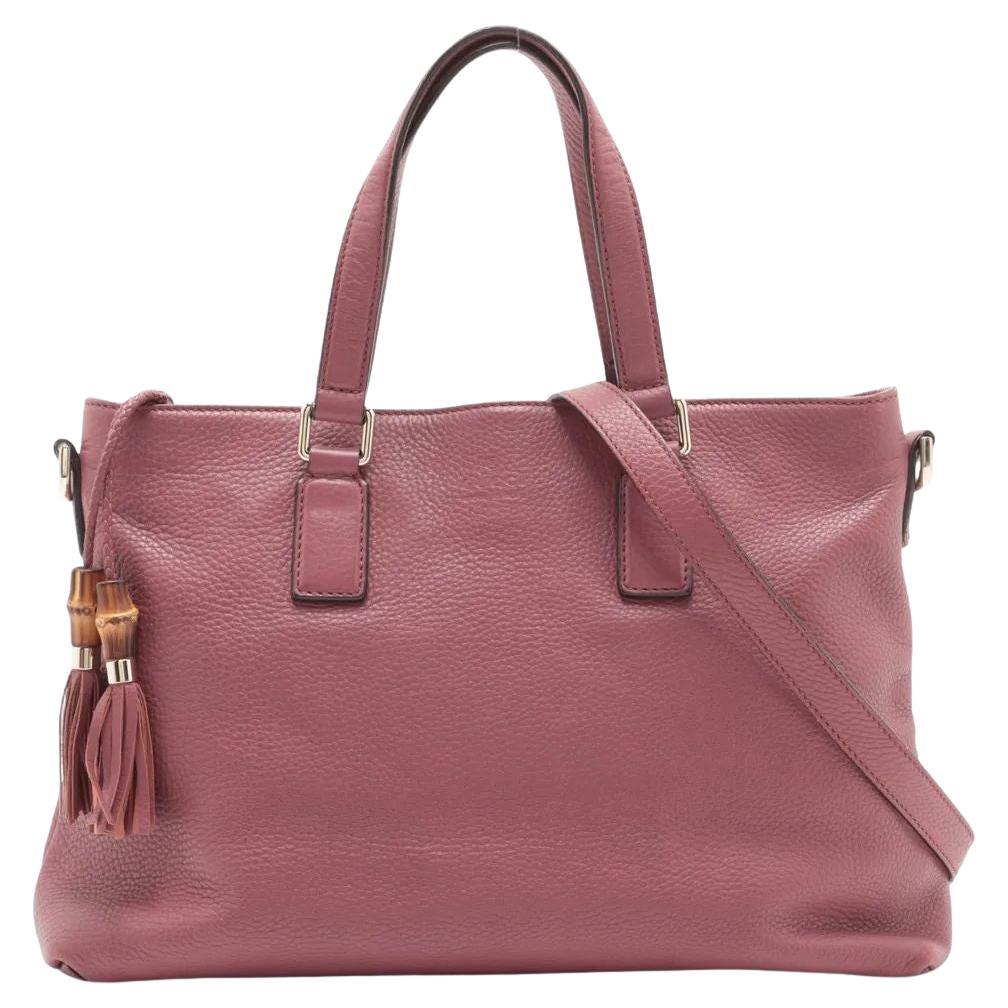 Gucci Bamboo Tassel Borsa in pelle a due vie Rosa in vendita