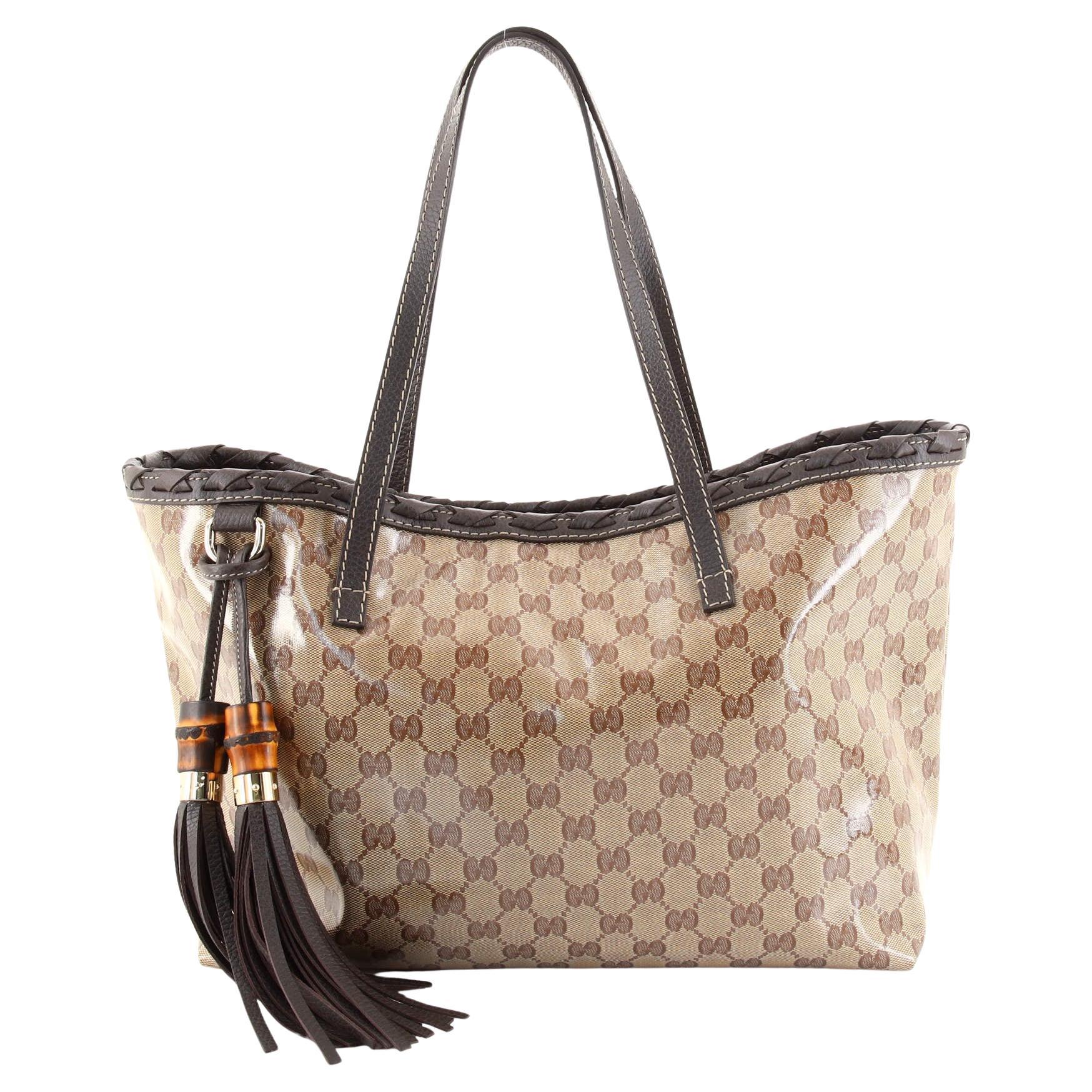 Gucci Bamboo Tassel Tote (Outlet) GG Coated Canvas Medium