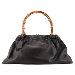 Gucci Bamboo Top Handle Flat Satchel Leather