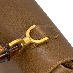 Gucci Bamboo Vintage 1947 Brown Leather Large Top Handle Crossbody Bag