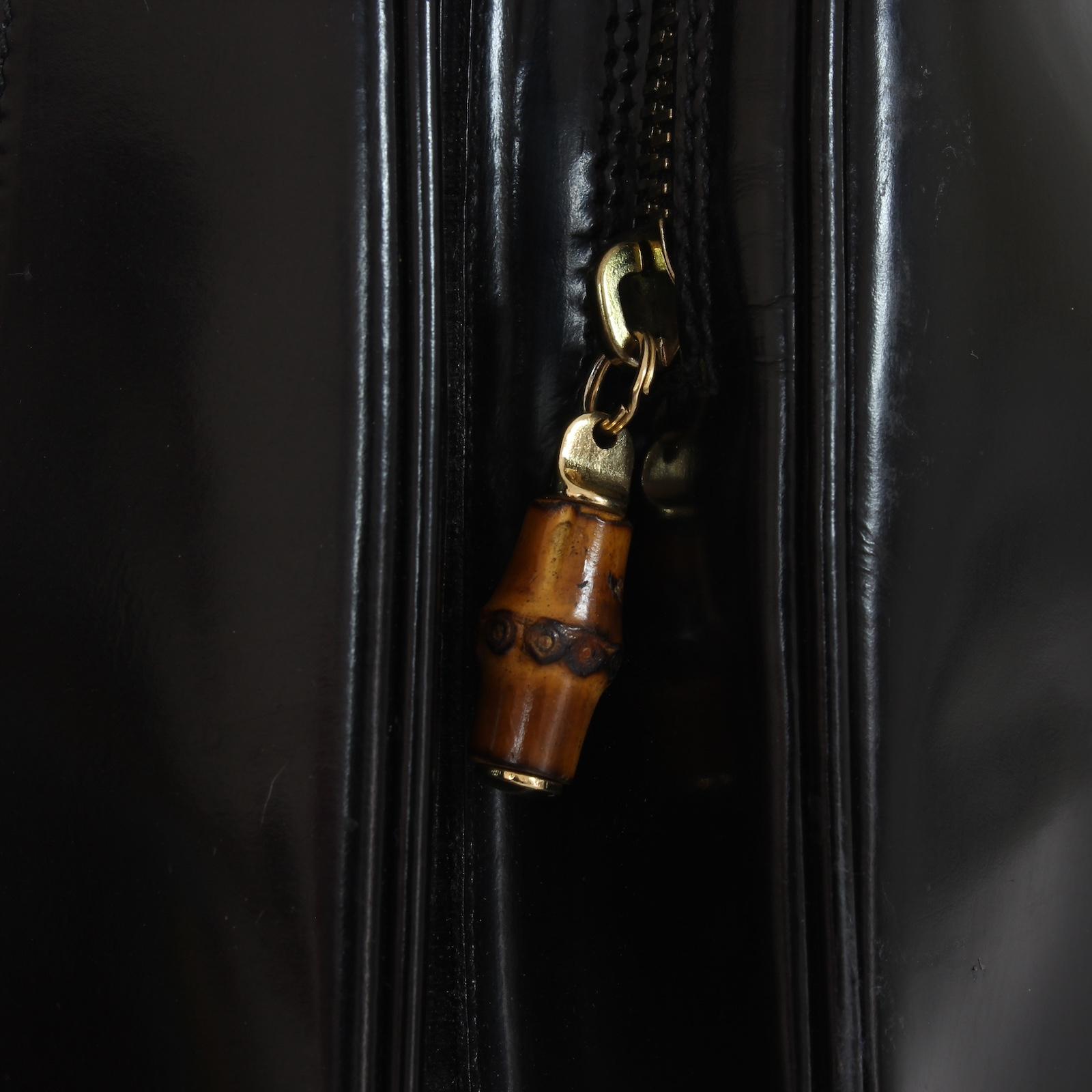 Gucci Bamboo Zaino Monospalla Borsa Nero Pelle Vintage Anni 90 1
