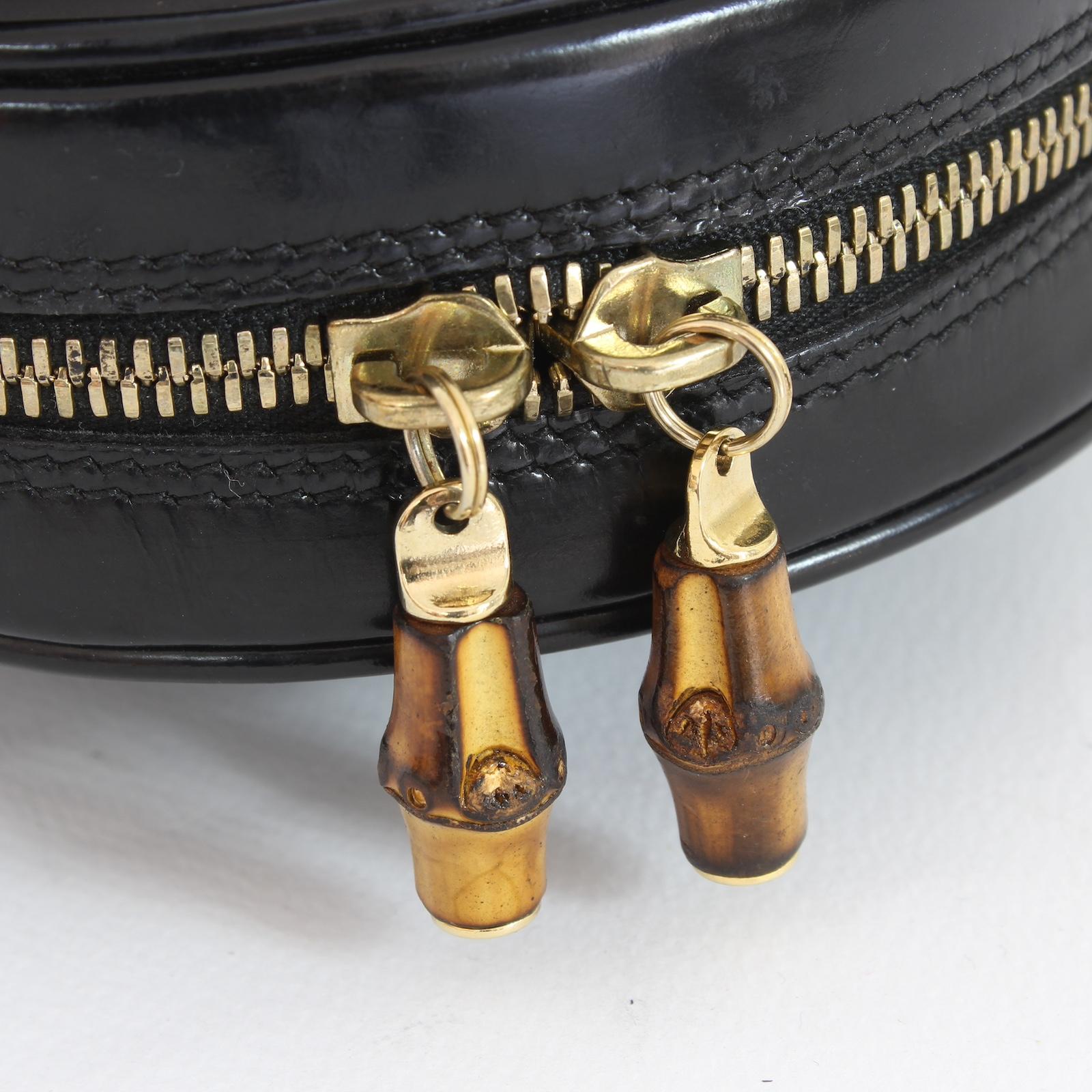 Gucci Bamboo Zaino Monospalla Borsa Nero Pelle Vintage Anni 90 3