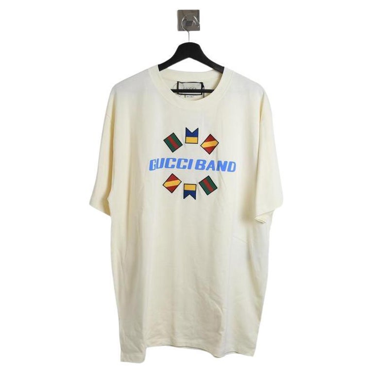 Marty Fielding Bøje Pioner Gucci Band Logo Tee Ivory For Sale at 1stDibs | gucci band shirt, gucci  band t shirt