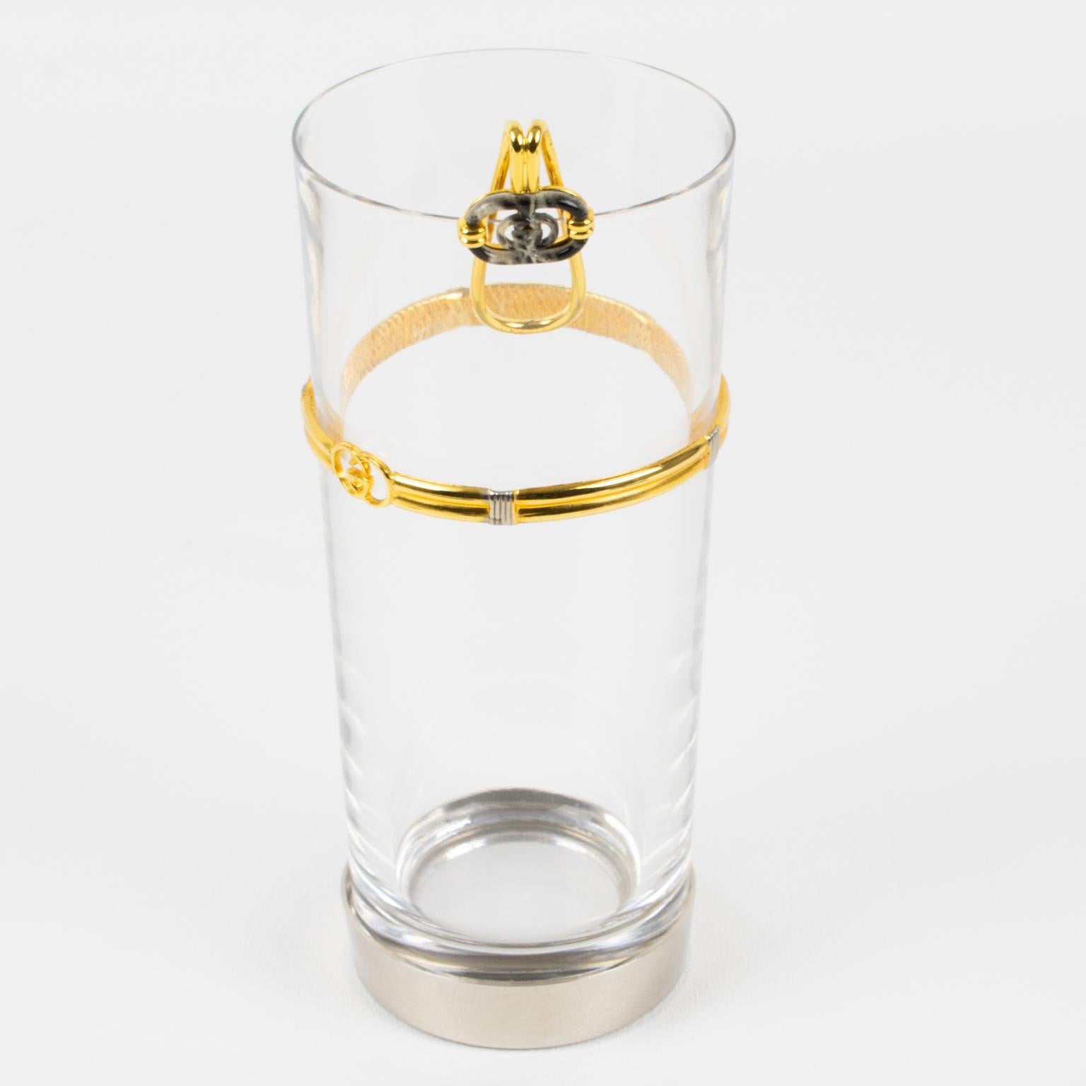 Vaso de cóctel Gucci chapado en oro y esmaltado en caja, años 80 Metal en venta