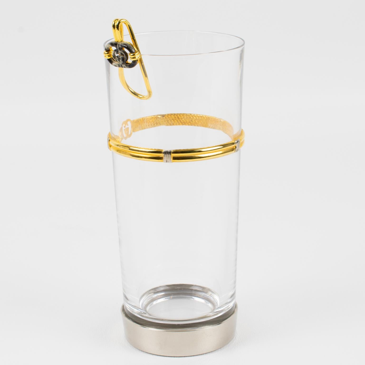 Vaso de cóctel Gucci chapado en oro y esmaltado en caja, años 80 en venta 2