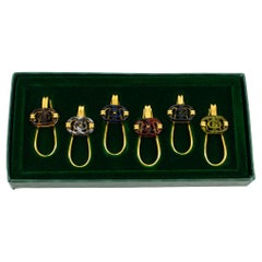 Vintage Gucci Barware Gold Plated and Enamel Cocktail Glass Makers in Box, 1980s