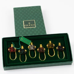 Gucci Barware Gold Plated and Enamel Cocktail Glass Makers Set in Box, 1980s