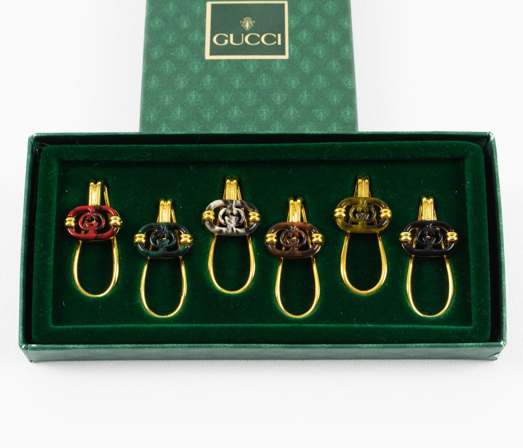 Modern Gucci Barware Gold Plated and Enamel Cocktail Glass Makers Set in Box, 1980s