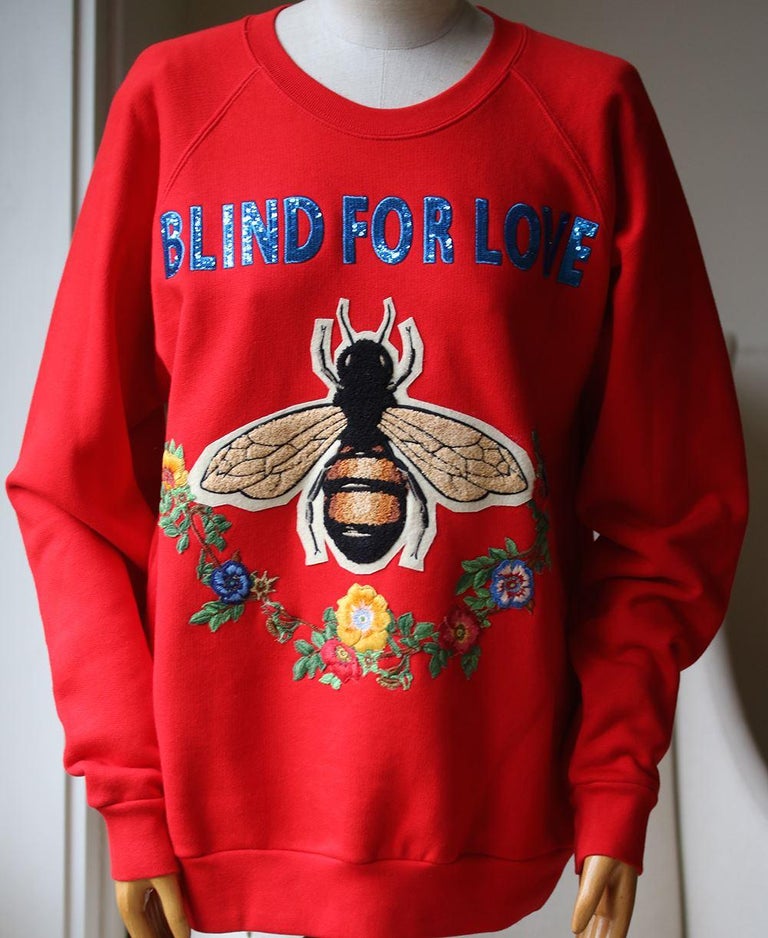 Gucci Bee and Floral-Appliqué Cotton Sweatshirt at 1stDibs