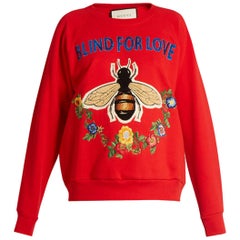 Gucci Bee and Floral-Appliqué Cotton Sweatshirt