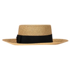Gucci Bee-Detail Lame Woven Boater Hat