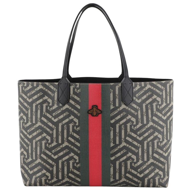 Gucci Bee Web Shopping Tote Caleido Print GG Coated Canvas Medium