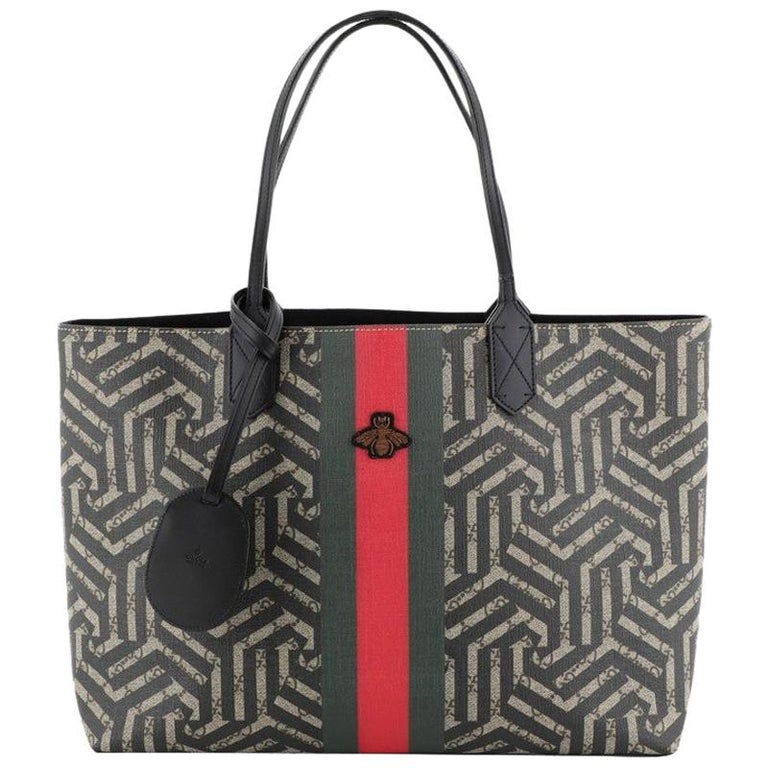Gucci Bee Web Shopping Tote Caleido Print GG Coated Canvas Medium at ...