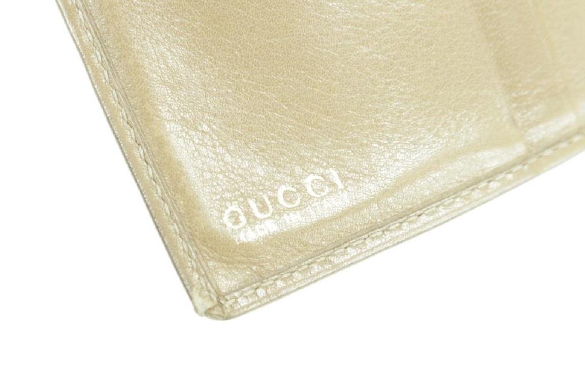 Gucci Beige 17gk0110 Leather Compact Bamboo Wallet For Sale 6