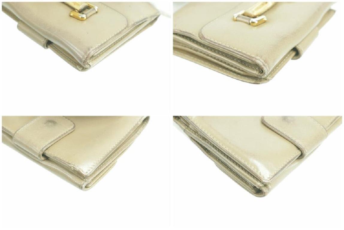 Gucci Beige 17gk0110 Leather Compact Bamboo Wallet For Sale 7