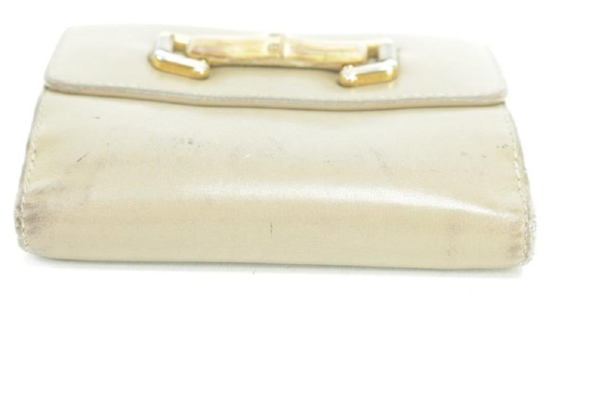 Leder-Brieftasche aus kompaktem Bambus von Gucci, Beige 17gk0110 im Angebot 8