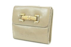 Gucci Beige 17gk0110 Leather Compact Bamboo Wallet