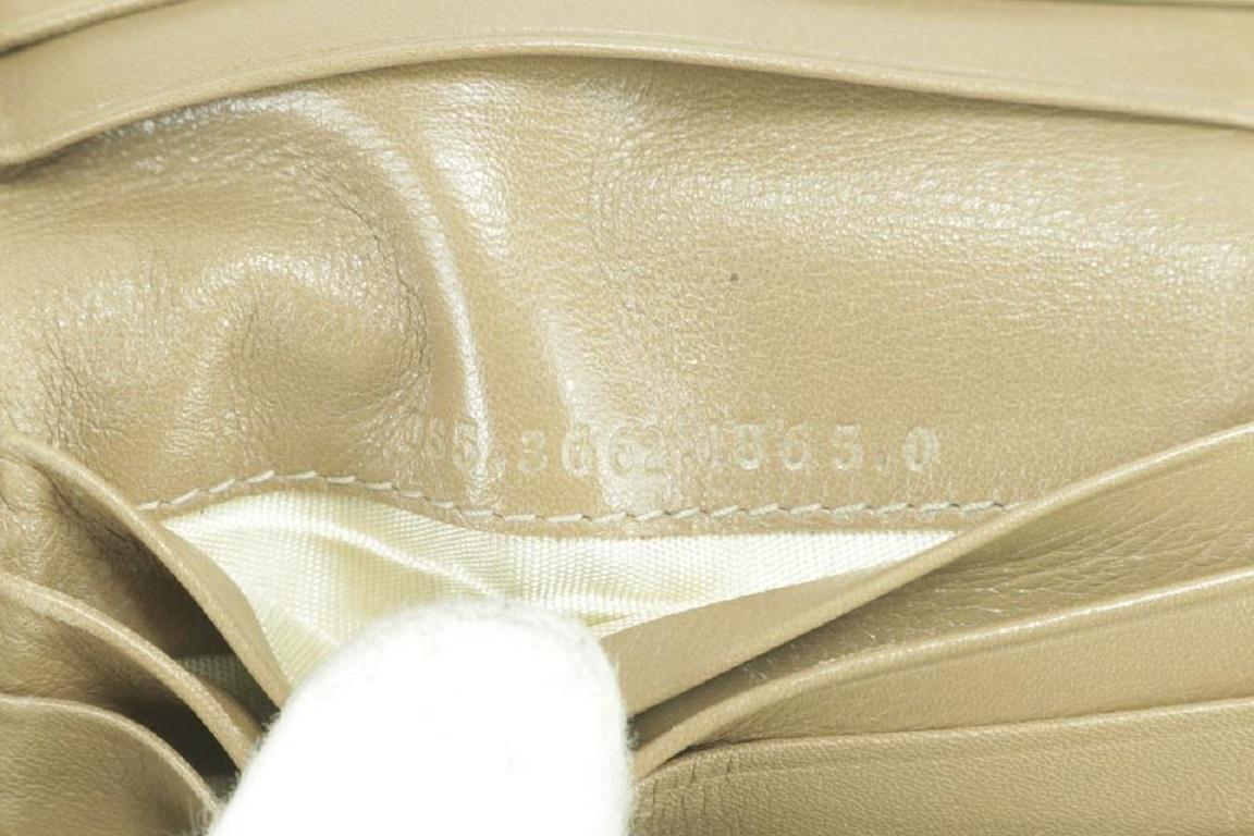 Leder-Brieftasche aus kompaktem Bambus von Gucci, Beige 17gk0110 Damen im Angebot