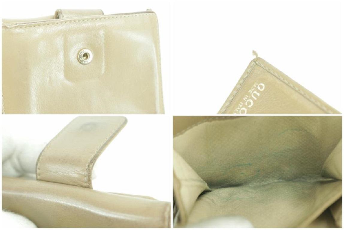 Leder-Brieftasche aus kompaktem Bambus von Gucci, Beige 17gk0110 im Angebot 1