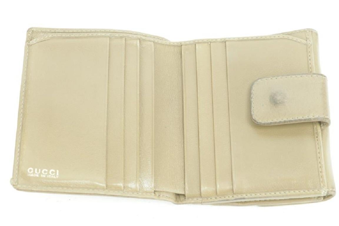 Gucci Beige 17gk0110 Leather Compact Bamboo Wallet For Sale 2