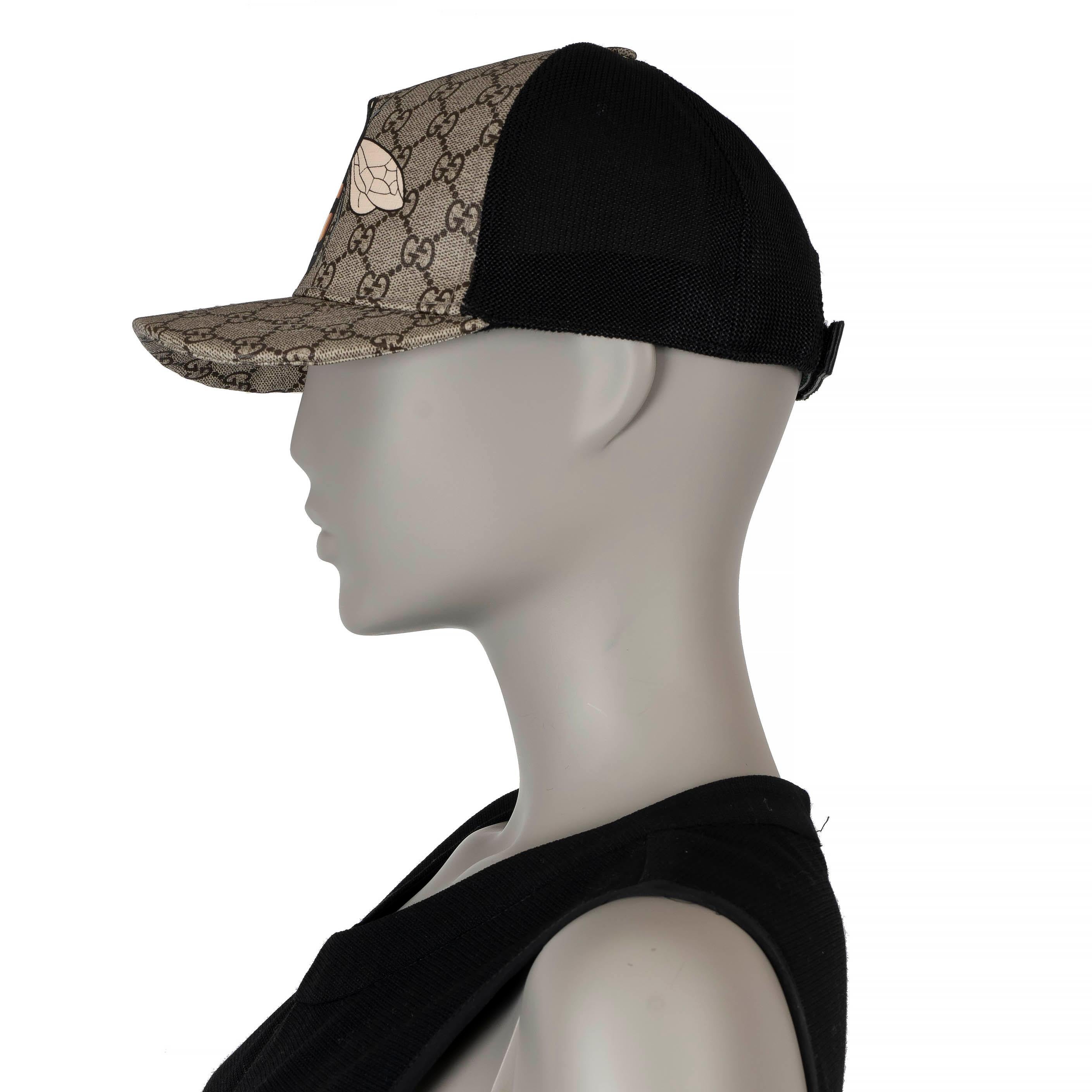 Beige GUCCI beige 2017 GG SUPREME BEE canvas Baseball Cap Hat M