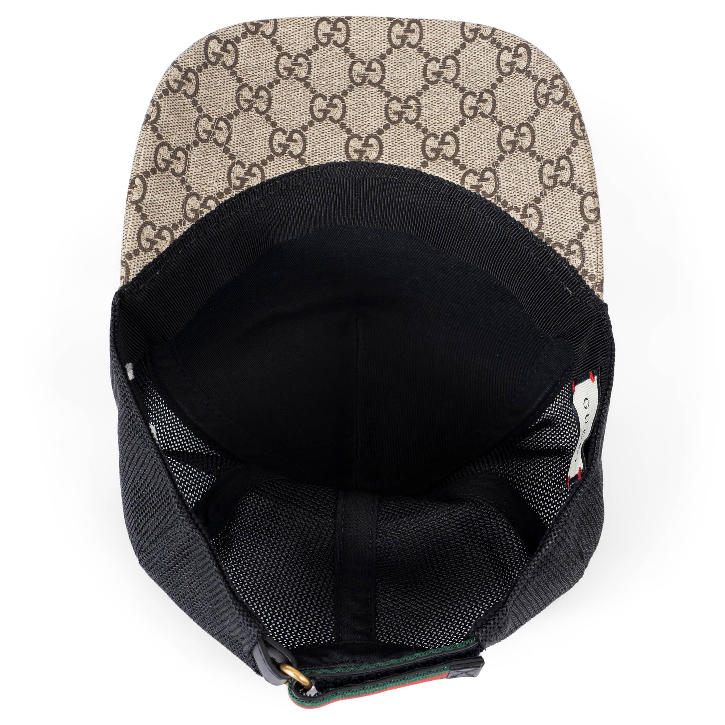 GUCCI beige 2017 GG SUPREME BEE canvas Baseball Cap Hat M 1