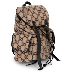 GUCCI beige 2020 GG WOOL & LEATHER SMALL BACKPACK Bag