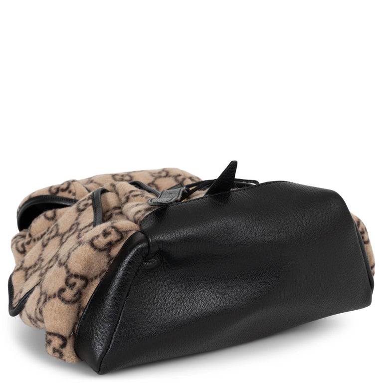 GUCCI beige 2020 GG WOOL and LEATHER SMALL BACKPACK Bag For  display picture 2
