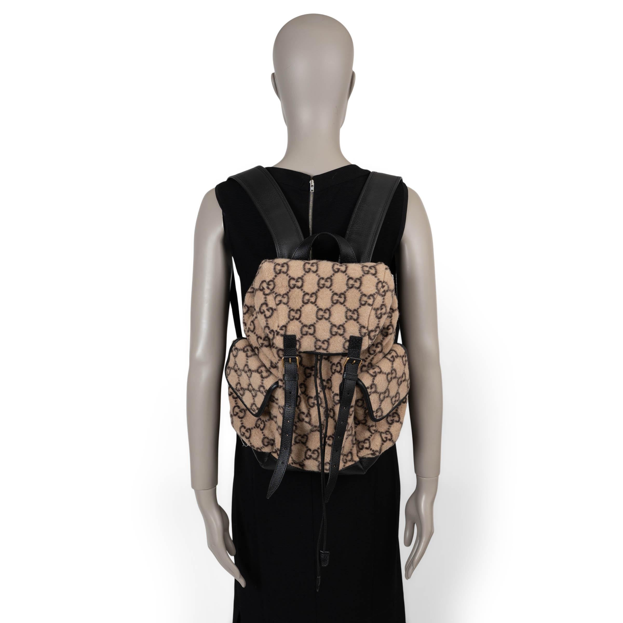 GUCCI beige 2020 GG LANA Y CUERO PEQUEÑA MOCHILA Bolsa en venta 5