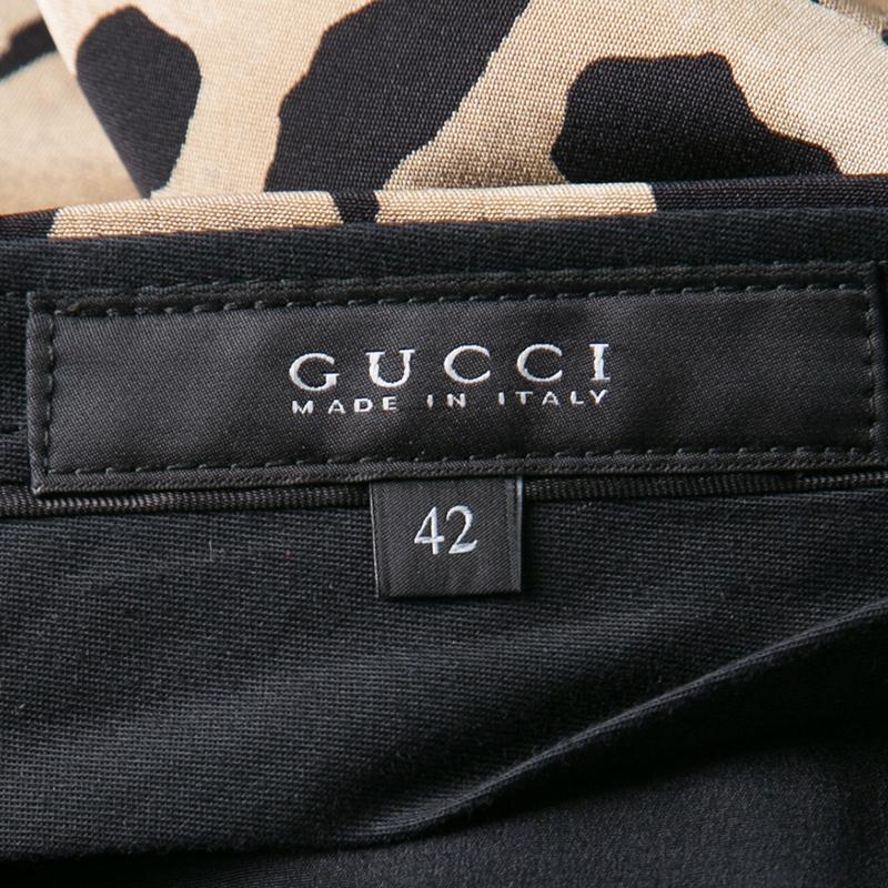 Gucci Beige Animal Printed Silk Tapered Trousers M 1