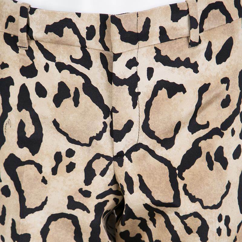 Gucci Beige Animal Printed Silk Tapered Trousers M 2