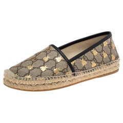 Gucci Beige/Black Coated Canvas and Leather Bee Espadrilles Size 36.5