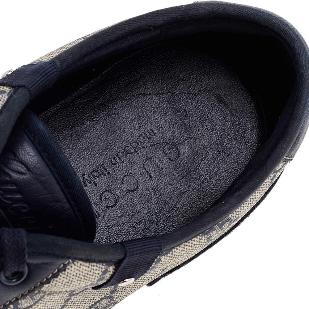 Gucci Beige/Nero rivestito in tela e pelle Scarpe da ginnastica basse Taglia 44 1