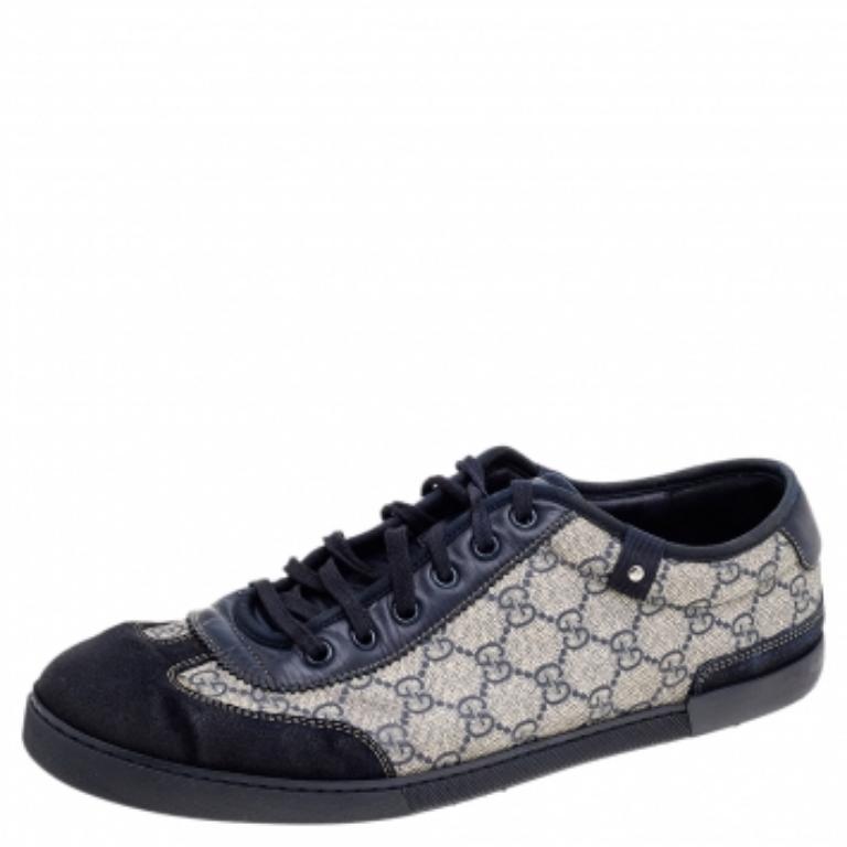 Gucci Zapatillas bajas de lona y piel beige/negro talla 44 3
