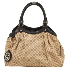 Gucci Beige/Noir Diamante Canvas and Leather Medium Sukey Tote