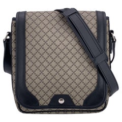 Gucci Beige Black Diamante Canvas Vertical Flap Crossbody Bag